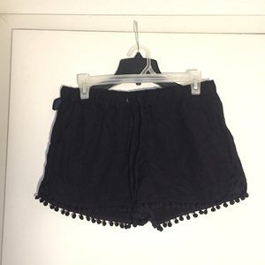 Women J.Crew black pompom shorts